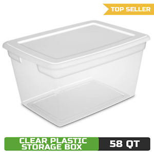 Sterilite 58 Qt. Clear Plastic Storage Box with White Lid - Limited Time Offer!