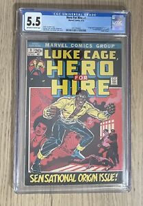 HERO FOR HIRE 1 CGC 5.5 OW/W PAGES - 1st Appearance Luke Cage