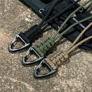 Paracord Lanyard Survival Keychain w/ Carabiner Triangle Buckle Keychain 1/3Pcs