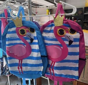 2 New Girls Flamingo Print Book Bag - Back to School - NWT