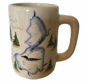 Trout Lake ~ handmade pottery coffee  Ale mug vintage ~ scene of Trout Lake ~ 5