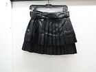 &merci Womens Faux Leather Cute Pleated Mini Skirt w Buckle Size S Black