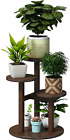 5 Tier Plant Stand Outdoor Indoor Tall Bamboo Movable Flower Stand with Wheels P