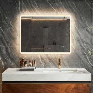 Bathroom Mirror Led Backlit Acrylic Mirror w Lamp Antifog Dimmable Vanity Mirror