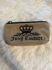 Juicy Couture Velour Clutch Bag Pouch Tan Brown Embroidered Makeup Cosmetics Bag