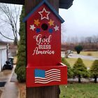 Handmade Hand Painted Decorated Bird Feeder Real Wood God Bless America