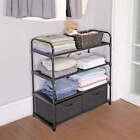 New Listing4 Shelf Metal Frame Closet Organizer with 2 Bins, Black