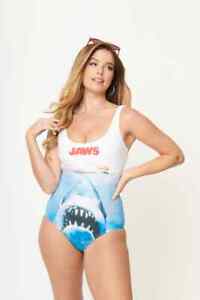 Unique Vintage 1980s Retro Jaws Movie Poster Huntington Swimsuit  L