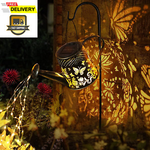 Watering Can with Lights, Solar Lights Outdoor Butterfly Art Garden Decor Hangin