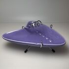 Vintage small OGGI Atomic Style ASHTRAY purple lavender CERAMIC CHROME HOLDER