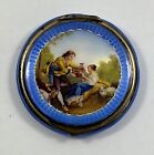 ANTIQUE EUROPEAN STERLING SILVER COMPACT – ENAMEL COURTING SCENE