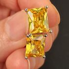 8CT Yellow Created Citrine Stud Earrings In Sterling Sliver