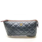 Chanel Cosmetic Pouch Bag  Black Lamb Skin 3242624