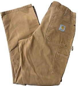 Carhartt Vintage B01 BRN Brown Double Knee Canvas Work Pants 36x32, Made In USA