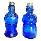 Vintage Imperial Cobalt Blue Man and Woman Salt and Pepper Shakers