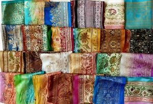 VERY RARE LOT Antique Vintage Sari TRIM LACE EDGING RIBBON 25 pieces CRAF DS40