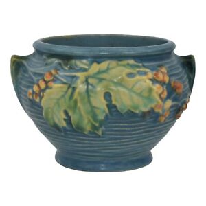 Roseville Bushberry Blue 1941 Vintage Pottery Ceramic Jardiniere Planter 657-3