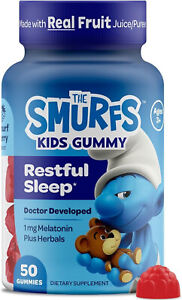 The Smurfs Kids Gummy Resful Sleep, Melatonin, Chamomile, Lemon - 50 Gummies