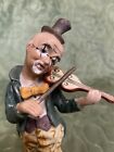 Antique Bisque Porcelain Clown Figurine Made in Taiwan,  Clown Playing Violin