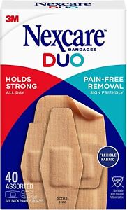 Nexcare DUO Bandages, 40 CT, Assorted Sizes 1 Pack
