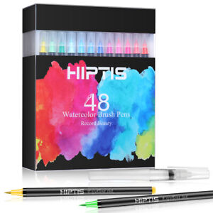 24-48 Color Tips Soft Brush Drawing Pens Watercolor Art Markers Set for Coloring
