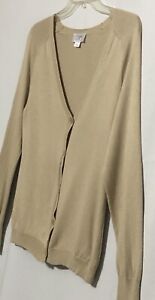 Ann Taylor LOFT Size M Solid Beige Long Sleeve Silk Cashmere Cardigan Sweater