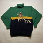 Vintage M.J. Knoud Paolo GUCCI  Turtleneck Sweater Horse Rider Dogs 80s NYC Rare