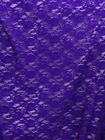 PURPLE FLORAL EMBROIDERED STRETCH LACE FABRIC (80 in.) Sold By The Yard