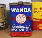 GRAPHIC ~NICE SHAPE~ 1950s era WANDA OUTBOARD MOTOR OIL Old 1 quart Tin Can