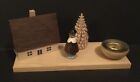 Vtg. Erzgebirge Christmas Village Church scene single candle stand approx. 4.5