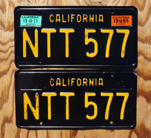 1965 to 1971 CALIFORNIA License Plate Plates PAIR / SET - Nice Quality