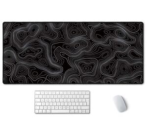 SSOIU Black Topographic Extended Gaming Mouse Pad XXL ArtSo Large Keyboard Ma...