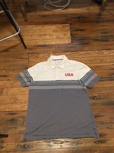 Adidas Golf Polo Shirt Mens (XL) USA Theme