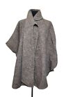 Vintage RUSK & FINCH Women’s 100% Wool Beige Cape Poncho Coat Wrap S/M Oversized