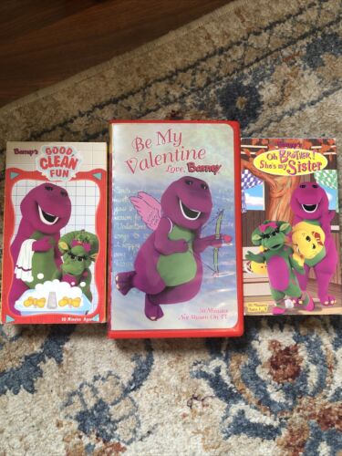 New ListingBarney VHS Lot of 3 Good Clean Fun Be My Valentine Oh Brother She’s My Sister
