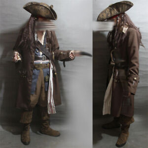 Adult Jack Sparrow Costume Pirates of the Caribbean Cosplay Outfits Halloween