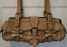 Women’s J&M DAVIDSON Tan Pebble Leather Double Strap Handbag Tote Made in Spain