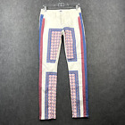 Paige Verdugo Ultra Skinny Jeans 27 White Printed Details Striped