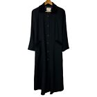 Flax Jeanne Engelhart Black 100% Wool Button Lined Overcoat Sz Small Trench