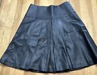 Michael Kors Faux Leather Black Pleated Extra-wide Waistband Skirt Sz 4