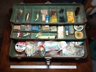 vintage tackle box full Fishing Lures Creek Chub A.C. Shiner L&S Leather Handle!