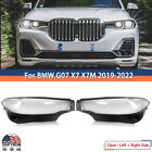 Pair For BMW X7 G07 X7M 2019-2022 Left Right Side Headlight Lens Clear Cover Cap