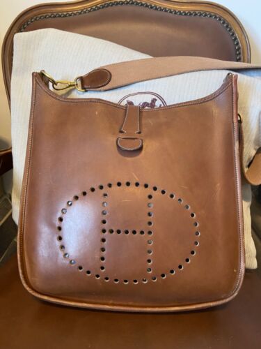 Authentic Vintage Hermes Evelyne PM Barenia Leather  crossbody handbag