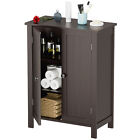 Wooden Bathroom Floor Cabinet Storage Cupboard Home Furniture Organizer, Brown