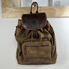 Eddie Bauer Leather & Canvas Like Material Vintage Backpack Outer Pockets Brown
