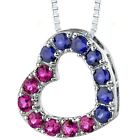 2 ct Lab-Created Ruby and Blue Sapphire Heart Shape Pendant in Sterling Silver
