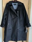 London Fog | Women's SZ 3X | Black Hooded Button Front Trench Coat | NWT