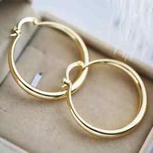 Women’s Elegant Gold Plated Round Pierced Hoop Earrings