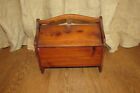 Antique Wooden Sewing Box Double French Doors Stamped Sewing Lady on Side #2227