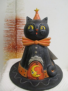 Bethany Lowe Johanna Parker Halloween Hocus Purrocus Black Cat Hat Container